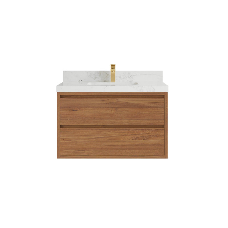 Meuble-lavabo simple 36 po avec plateau en quartz Khylani