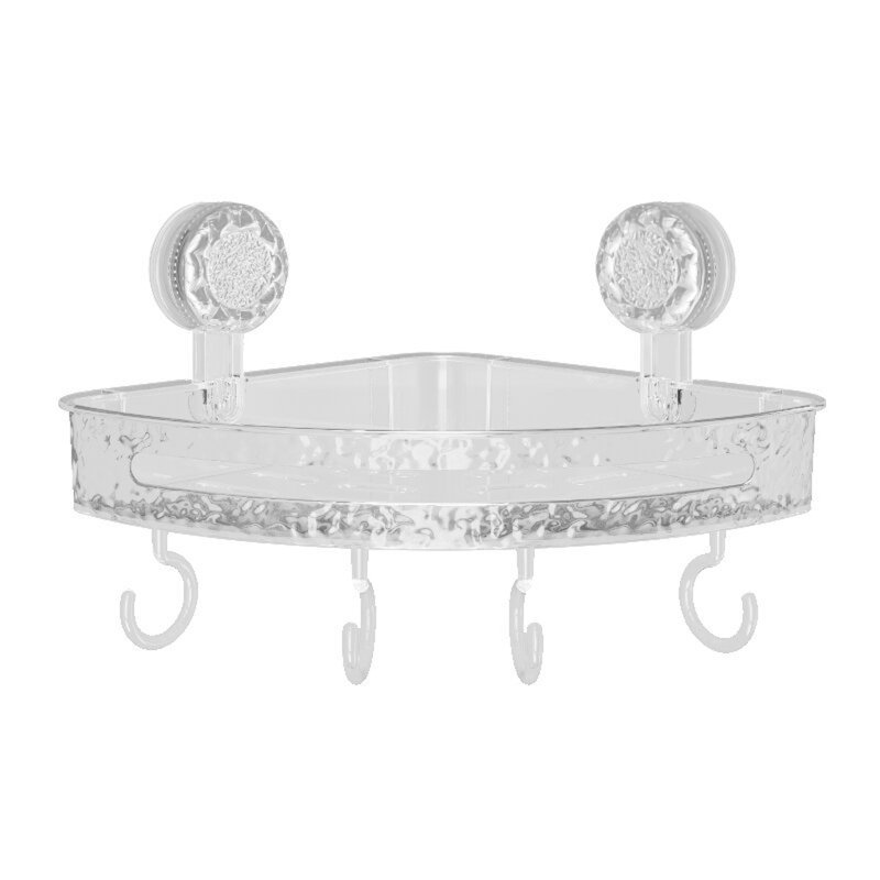 Serviteur de douche d'angle transparent avec crochet, Argent argent