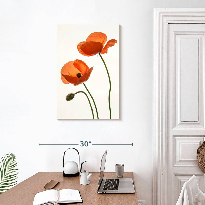Fleurs de pavot orange Harnek, H 30 po x l 20 po