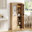 Garde-manger portatif 72 po en bois de rotin avec tablettes-239657214