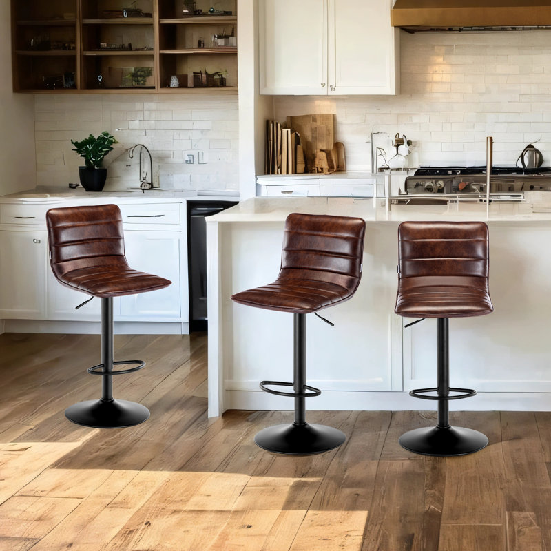 Kastoori Adjustable Height Swivel Bar Stool, Dark Brown, 3