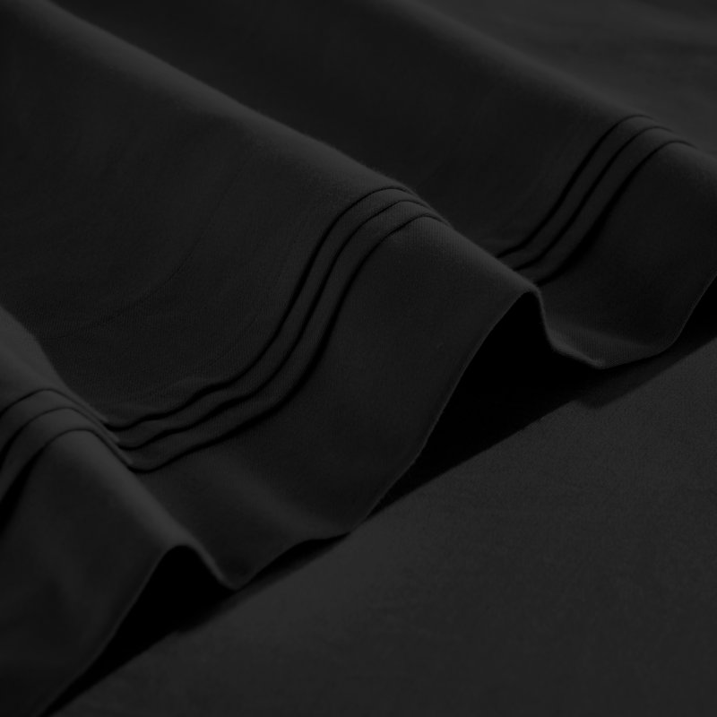 Egyptian Cotton Deep Pocket Solid 650 Thread Count Sheet Set, Black, King