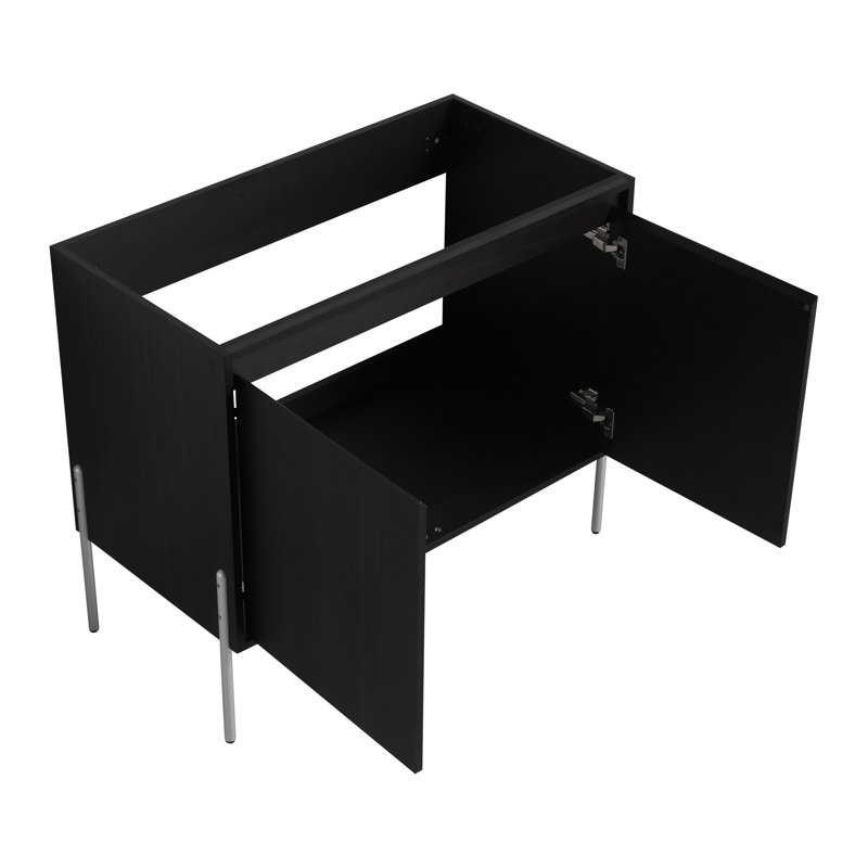 Meuble-lavabo de salle de bain autoportant avec portes à fermeture douce (ensemble KD) - sans le lavabo, Noir
