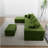 Convertible Modular Sectional Sofa Set Green Popular Microfiber Fabric Compression Sofa-1405660803-1405660800