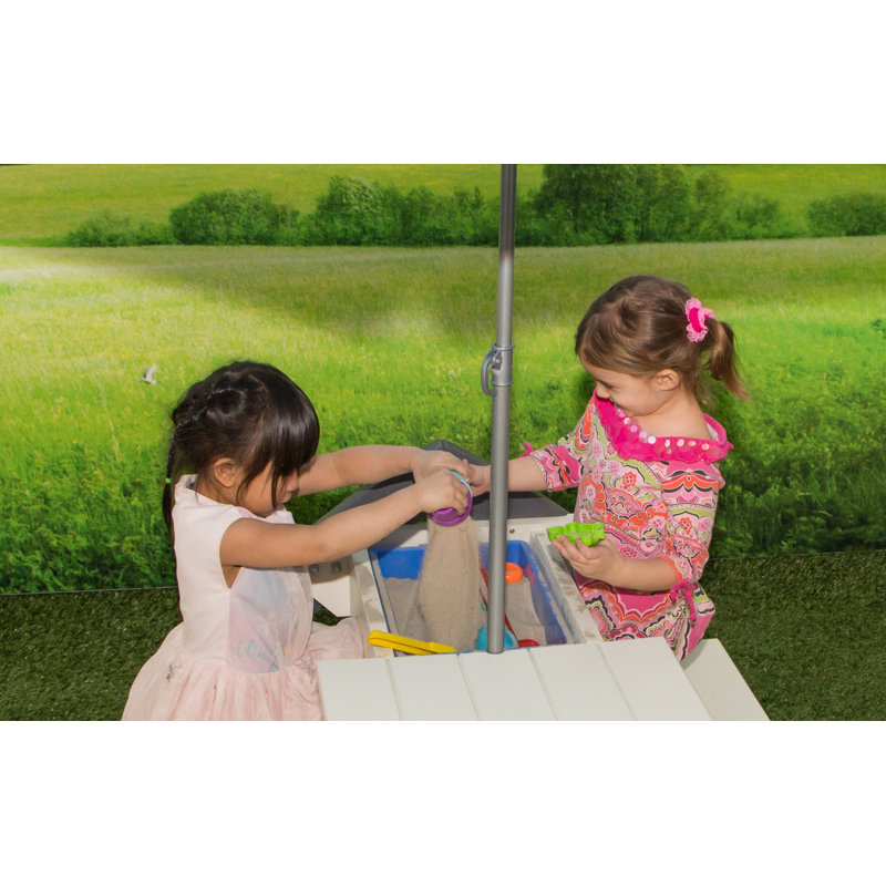 Kids 2 Piece Solid Wood Rectangular Outdoor Table Or Chair and Chair Set