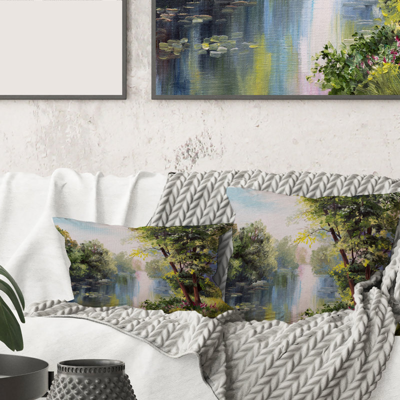 Housse et insert de coussin rectangulaire Landscape Lake in the Forest Day