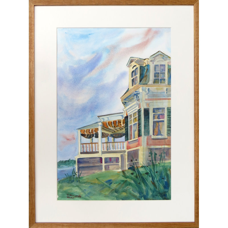 One-of-a-Kind Original 'House on the Hill' by Nancy Alimansky - Unframed Painting on Paper