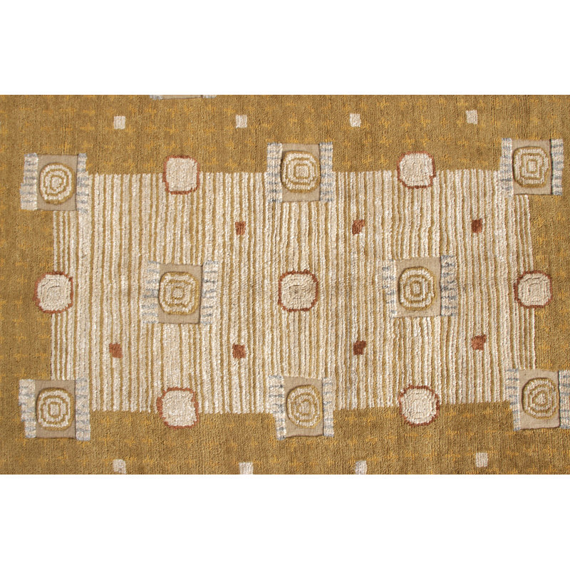Scandinavian Hand Knotted Wool Geometric Area Rug, Rectangle 10' x 14'