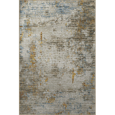 Tapis décoratif moderne à motif abstrait beige et gris