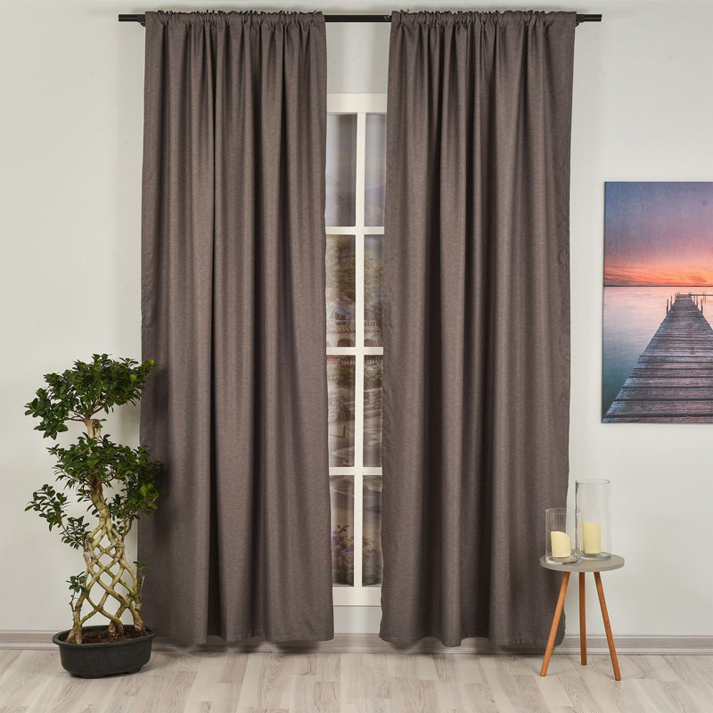 Extra Long & Extra Wide Faux Linen Decorative Curtain Single Panel, 140cm Width x 145cm Drop, Grey