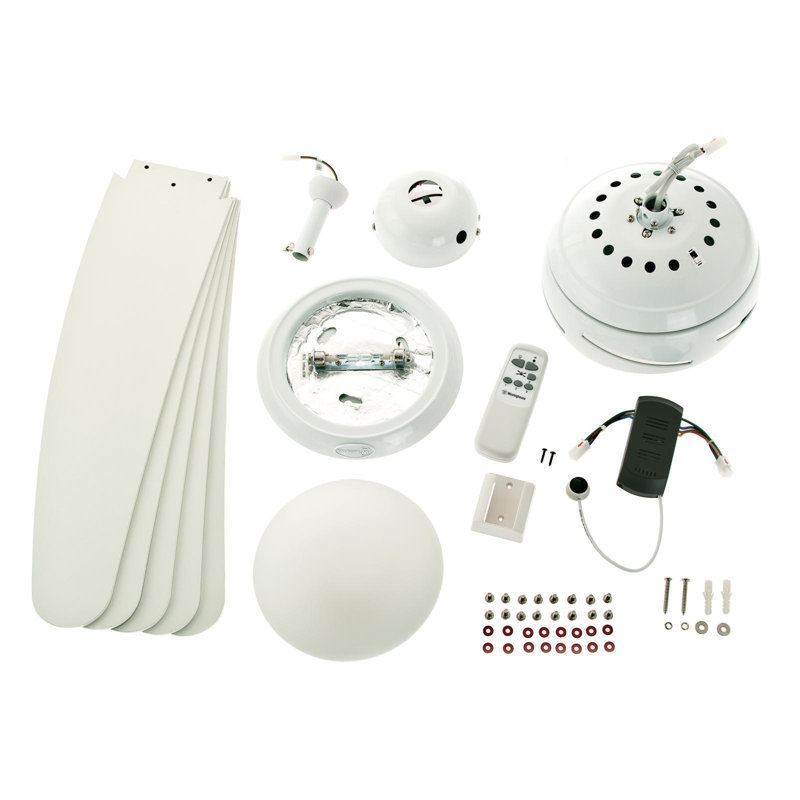 Trinity 132cm Ceiling Fan with Light Kit, White