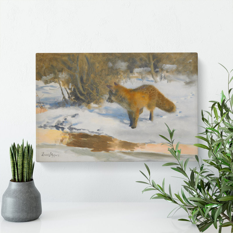 Fox In The Snow Vol.6 by Bruno Liljefors - Wrapped Canvas, 35cm H x 50cm W x 3cm D