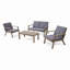 Ensemble de canapé d'extérieur 4 pièces avec causeuse, fauteuils club, table basse, structure en bois et coussins 4 pièces-1186694295