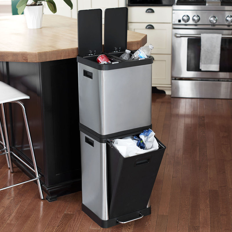 Steel Step On Kitchen Trash Can - 9.5 Gallons