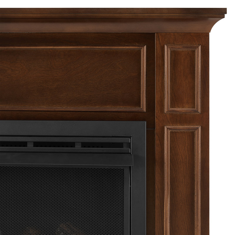 38 in. Dual Fuel Walnut Vent Free Fireplace System 26,000 BTU