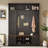 6-In-1 Hall Tree With Bench And Shoe Storage, Farmhouse Walnut Storage Bench With Adjustable Shelves, Modern Entryway Coat Rack With 6 Hooks Multiple Storage Space For Mudroom, Living Room-1592380453