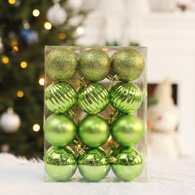 1 Box Of 24pcs Christmas Ball Set Christmas Tree Window Display Shopping Mall De - Shatterproof Green Hanging Decor for Holiday Party Festival Ornaments Beautiful Premium Festive Indoor High