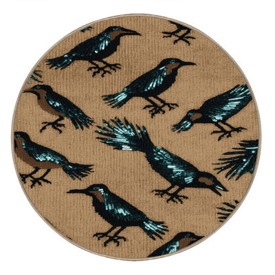 Washable Shiny Cowbird Birds Area Rug