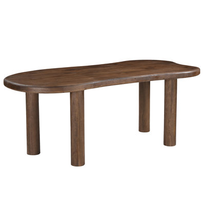 Table de salle à manger en bois de manguier massif Mid-Century moderne, 78 po - Noyer foncé