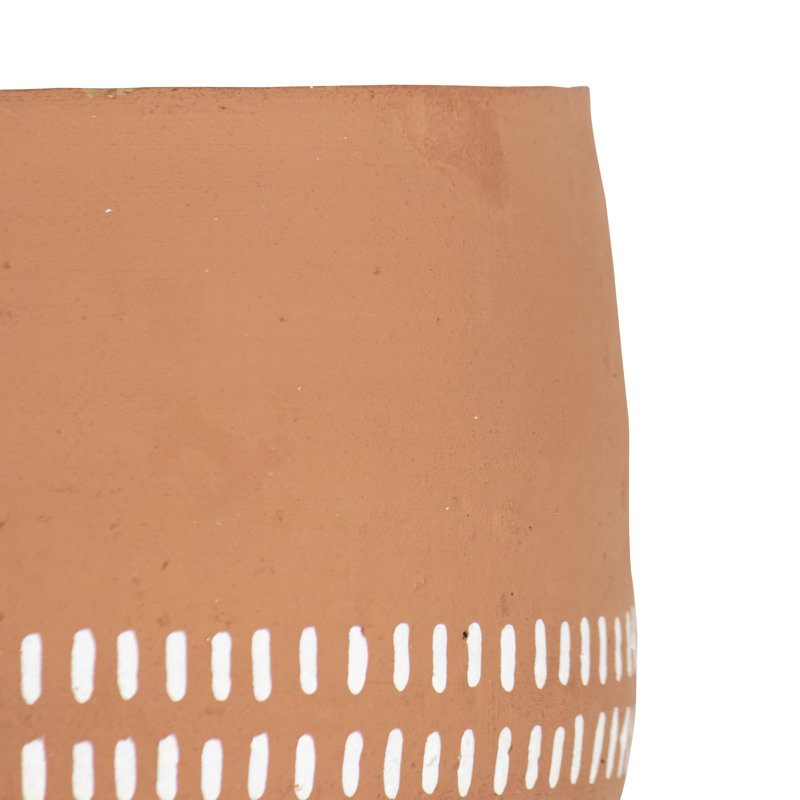 Handcrafted White Ticking Stripe Terracotta Pot Planter