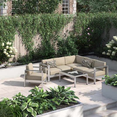 Shore 5 Piece Outdoor Patio Aluminum Sectional Sofa Set