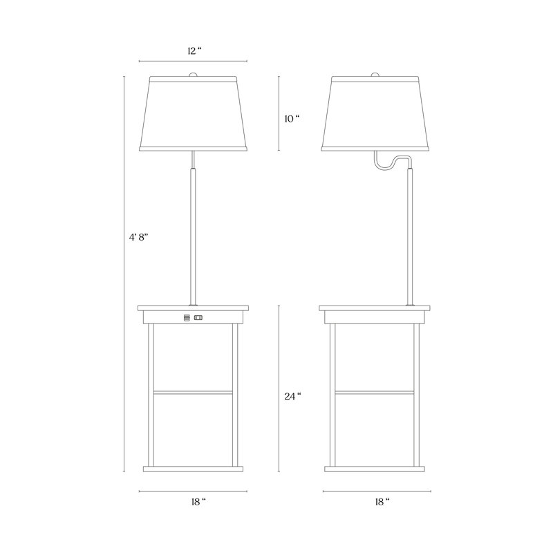 Madison 56 in. Modern LED Bedside Table Lamp with Fabric Drum Shade and Built-In USB Port