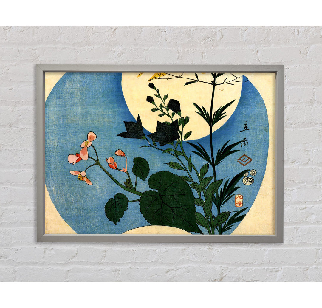 Hiroshige Herbstblumen mit Vollmond - Einzelner Bilderrahmen Kunstdrucke auf Leinwand