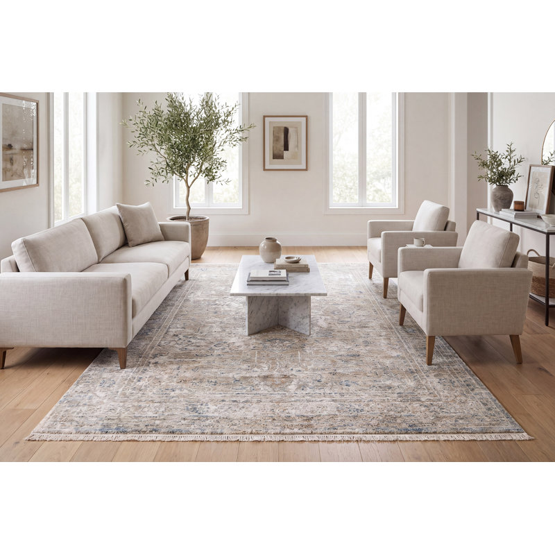 FLARE 14741-815 BEIGE/IVORY/BLUE, Rectangle 6'7" x 9'6"