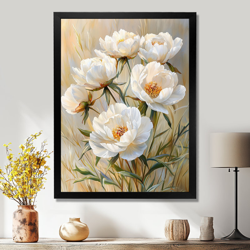 Beacham - Floral Wall Decor, Noir, H 20 po x l 12 po, Reproduction encadrée d'une seule photo
