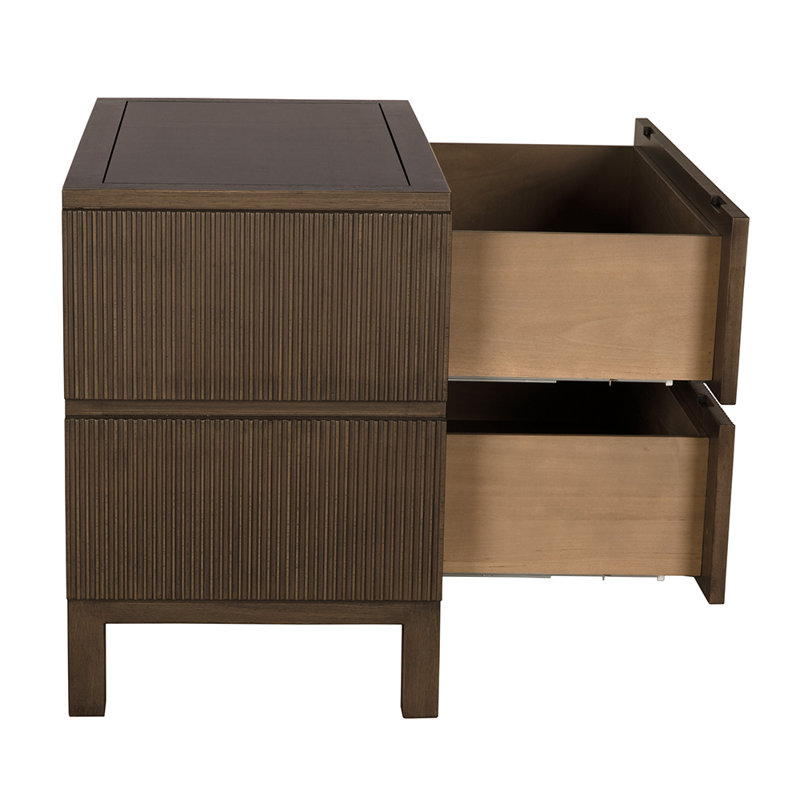 Plato 2 - Drawer Nightstand, Greige Walnut