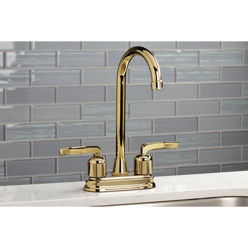 Kingston Brass Centurion Two-Handle 2-Hole Deck Mount Bar Faucet, Polished Brass