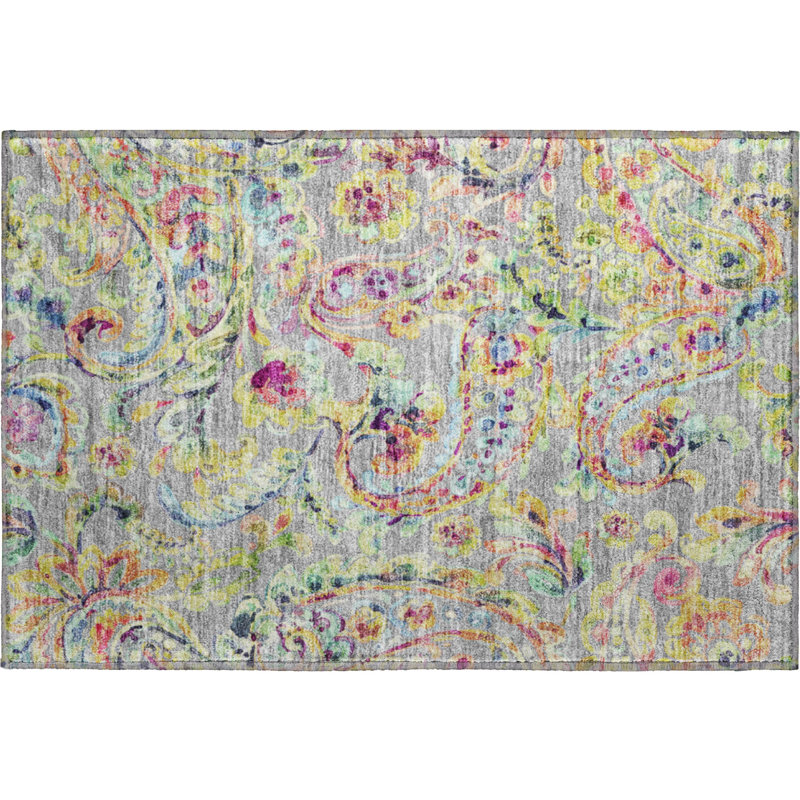Premium Machine Washable Prisco Gray Rug, Rectangle 1'8" x 2'6"