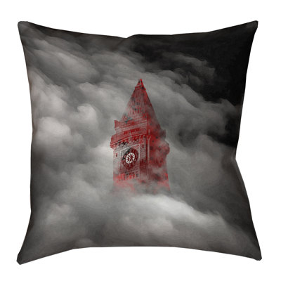 Housse de coussin clocktower aquarelle gothic avec fermeture à glissière dissimulée