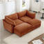 Canapé 2 places avec repose-pieds, canapé 2 places avec 2 repose-pieds mobiles, tiroir de rangement coulissant sous chaque siège, orange chenille-778389599-778389596