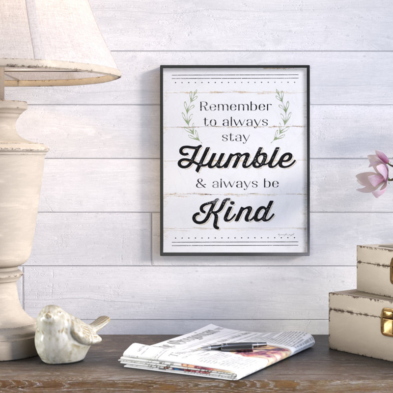 Humble and Kind Rosemary Sprig Typographie - impression d'art textuel, Giclée encadrée noir minuit