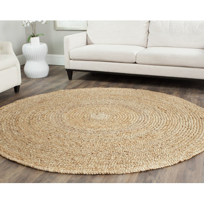 Tapis de couleur unie en jute tissé à la main en fibre naturelle Borrero