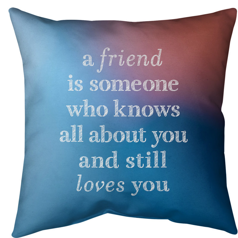 Coussin de sol Love & Friendship, H 28 po x l 28 po, Bleu / Rose
