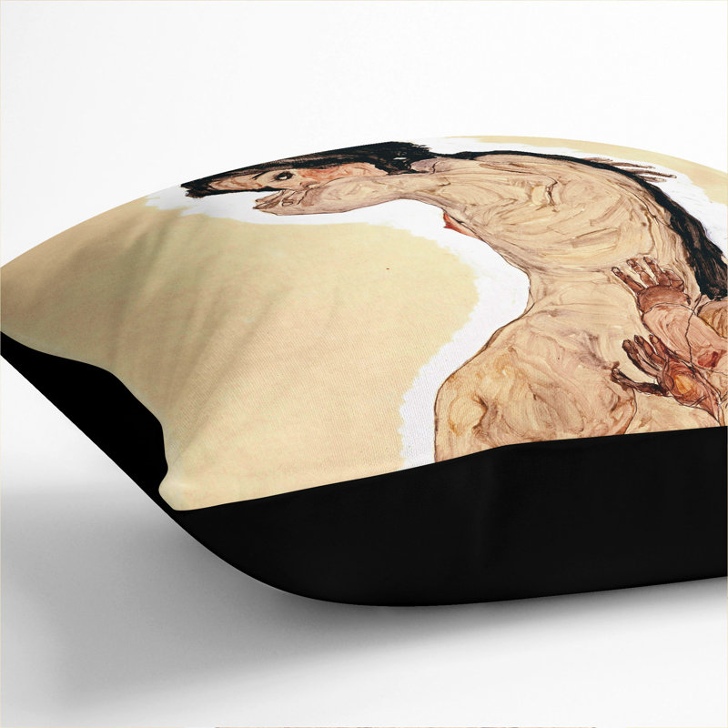 Nude Woman Square Throw Cushion, Black, 55cm H x 55cm W x 20cm D