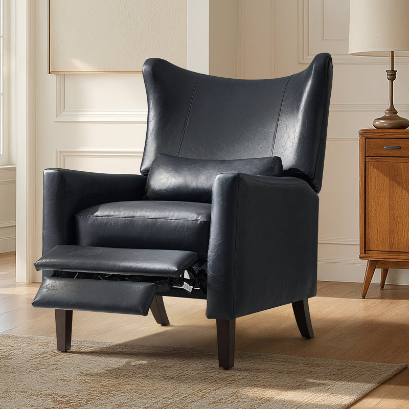 Fauteuil inclinable manuel en faux cuir Alexis, Marine