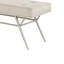 Banc de salle à manger Wen, polyester beige, base angulaire gris champagne, 48 pouces