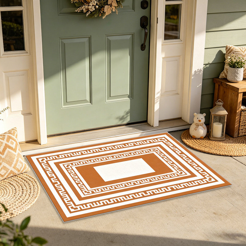 Orange Greek Key carpet-easy to clean, machine-washable, soft and comfortable; suitable for door mats, kitchens, living rooms, bedrooms, corridors, and laundry areas. Easy to clean, durable carpet for home decoration.