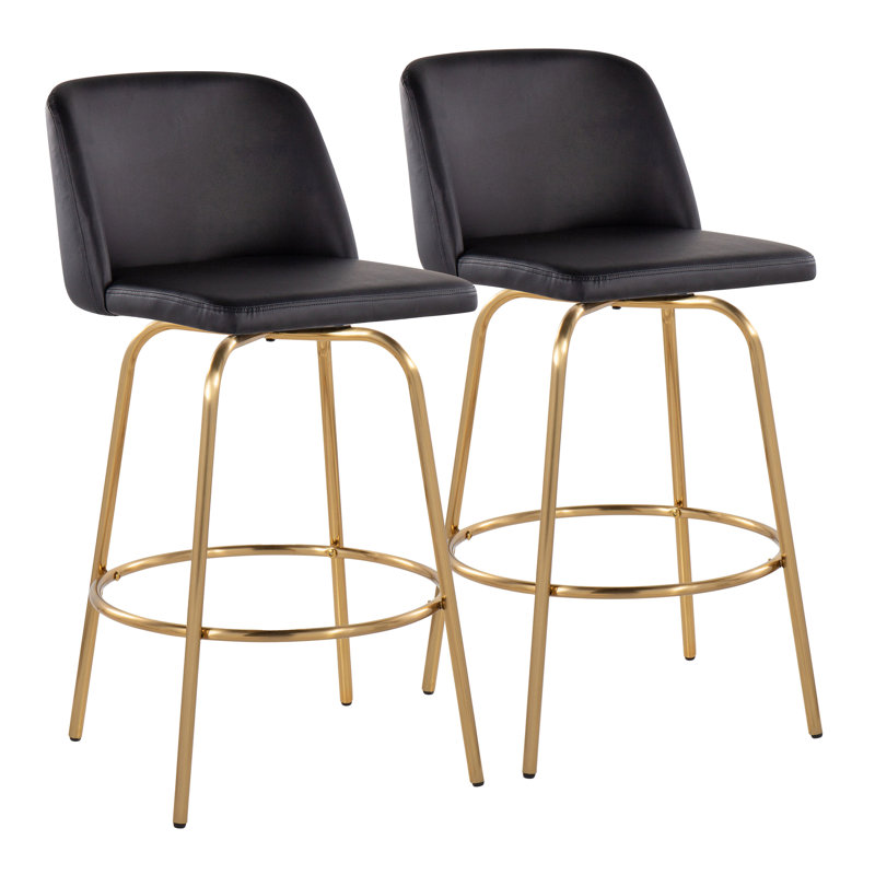 Lillymae Swivel Upholstered Counter Stool with Metal Frame
