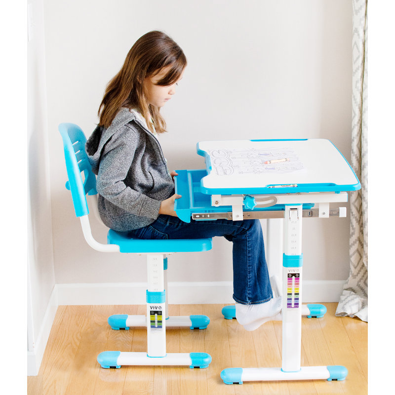 Blue Adjustable Ergonomic Kids Desk Chair with Metal Frame