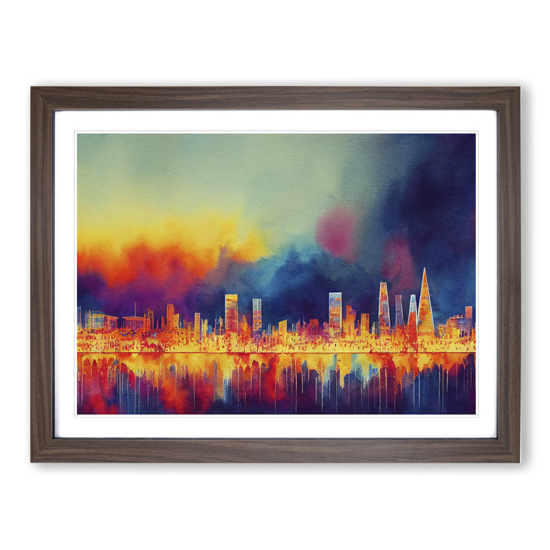 London Skyline Art Vol.2 Abstract - Single Picture Frame Print, 34cm H x 46cm W, Walnut