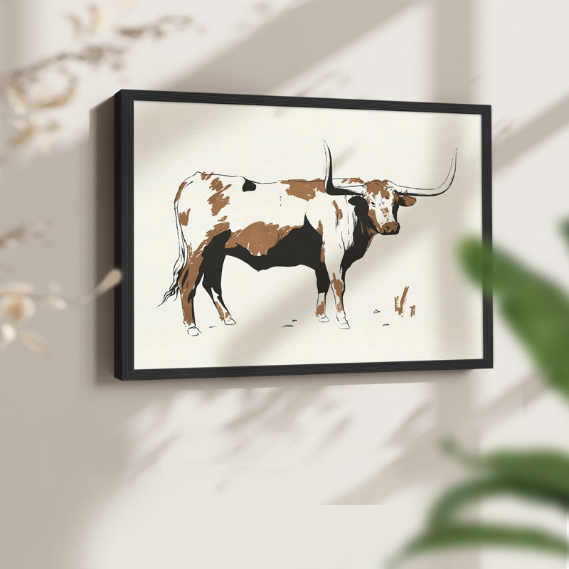 Terre Cotta Steer III -Framed Print - Restickable, H 8 po x l 10 po, Noir, noir, noir, noir