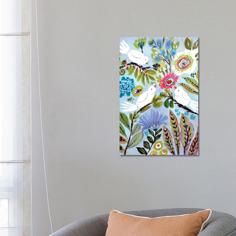 Bird Love I by Karen Fields - Wrapped Canvas Painting, 66.04 cm H x 45.72 cm W