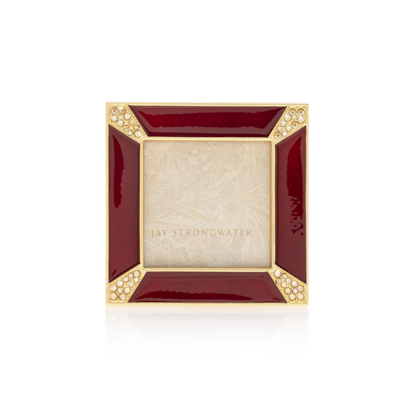 Leland Pavé Corner Metal Picture Frame, Ruby