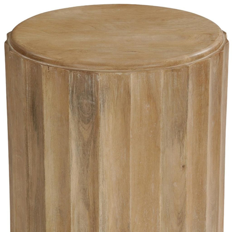 Table de bout ronde 23 "en bois massif brun, Brun