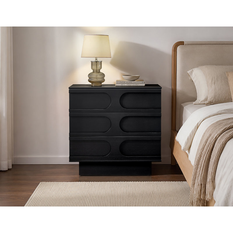 Aberdeen Wood 3 - Drawer Credenza Stand, Black