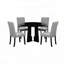 Table de salle à manger ronde en faux marbre avec base en panneau de fibres à densité moyenne (43 po, noir, sièges 4)-722031693